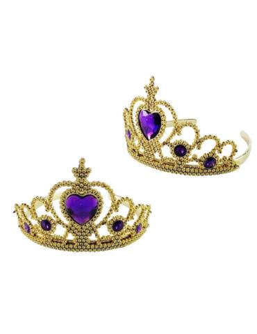 Diadem Złoty z Kamieniami TC5136 fioletowymi księżniczka królewna