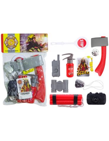 1Zestaw Strażaka 10 elementów HW2004 gaśnica siekierka dynamit lizak lornetka