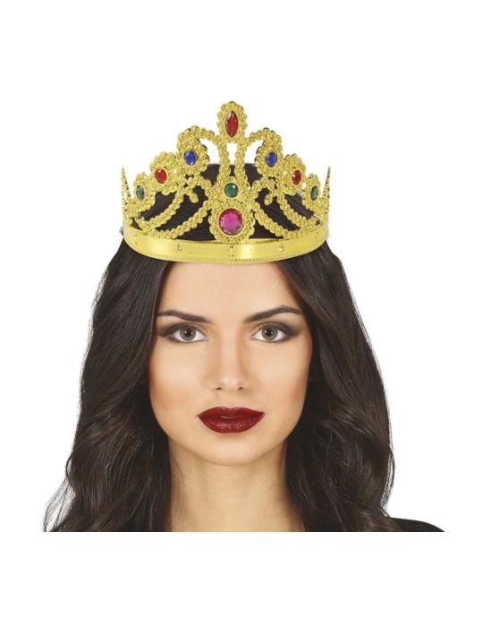 1Korona Diadem Księżniczki złota CA012 tiara z kolorowymi kamieniami