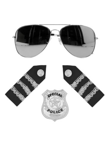 1Zestaw Policjanta z okularami 33204 naramienniki odznaka