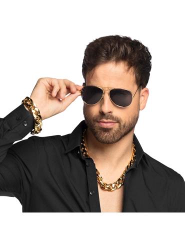 1Zestaw Pimp Raper Alfons 33200 łańcuch okulary branzoletka Lata 80-te PRL