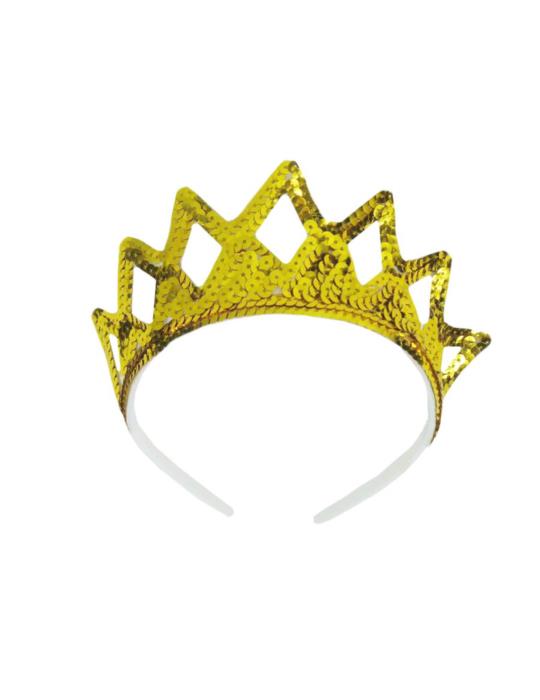 1Diadem Korona Złota z Cekinami K130 księżniczka królowa