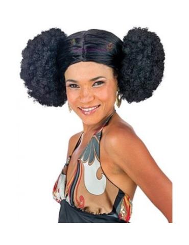 1Peruka Krótka Czarna z Kokami 95795 Leia Joker Klaun