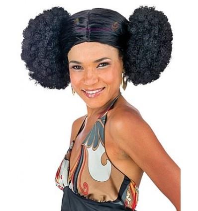 1Peruka Krótka Czarna z Kokami 95795 Leia Joker Klaun