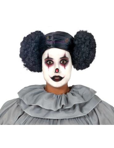 1Peruka Krótka Czarna z Kokami 95795 Leia Joker Klaun