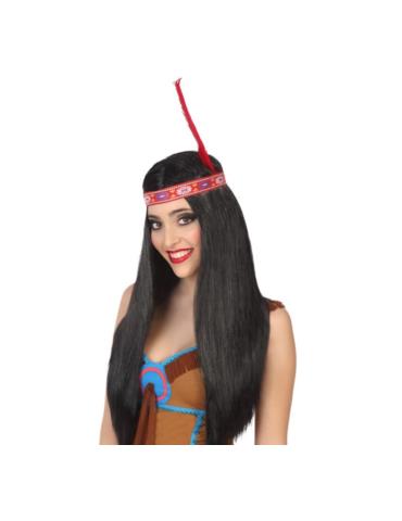 1Peruka Indianina Indianki 95986 dla dzieci długa czarna