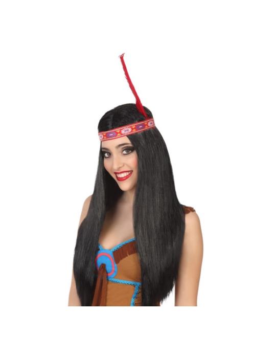 1Peruka Indianina Indianki 95986 dla dzieci długa czarna
