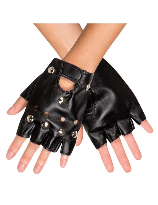 1Rękawiczki motocyklista Rocker 03150 Czarne bez palców skóra eko