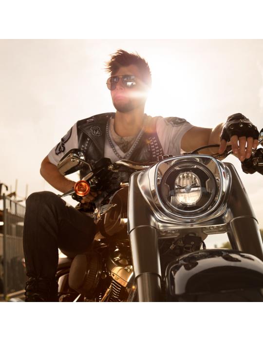 1Rękawiczki motocyklista Rocker 03150 Czarne bez palców skóra eko