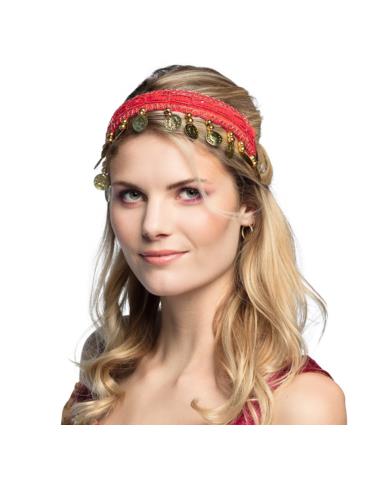 1Opaska taniec brzucha czerwona 00457CZ BOLLYWOOD