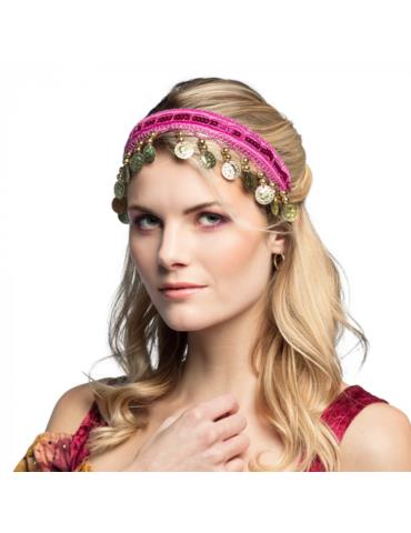 Opaska taniec brzucha różowa 00457R BOLLYWOOD