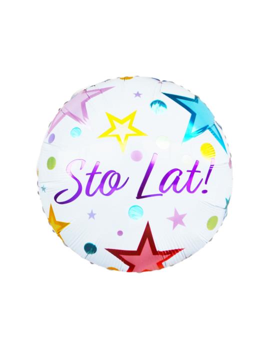 1Balon Foliowy Okrągły Sto Lat FG-ODSL Urodzinowy z napisem kolorowy