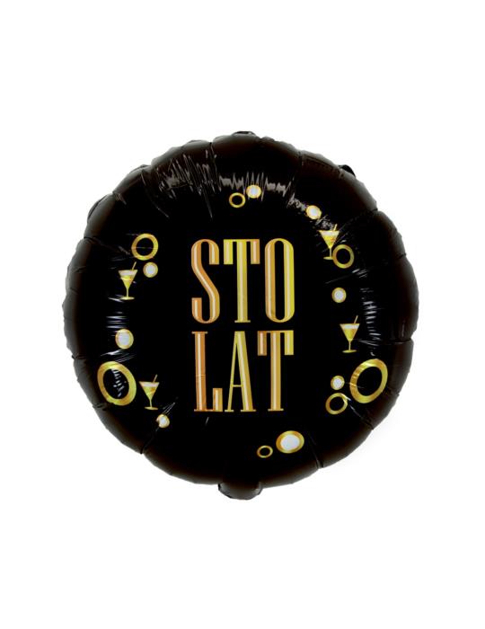 1Balon Foliowy Okrągły Sto Lat FG-OSLK Czarny ze złotym napisem