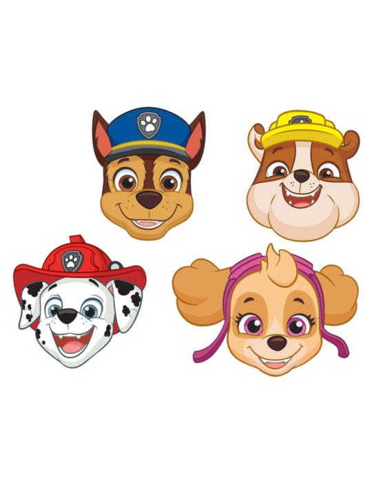 Maski papierowe Psi Patrol 9903839BZ Chase Marshall Skye Rubble 25 x 25cm, 8szt.
