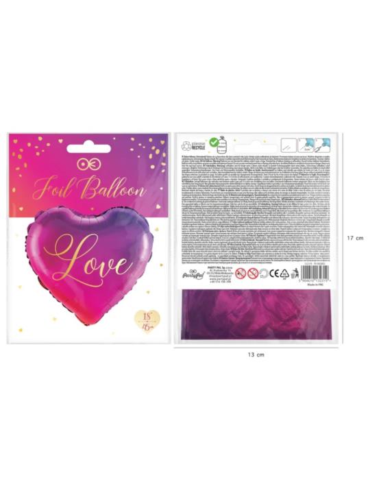 1Balon Serce Love Foliowy 132319 45 cm walentynki zaręczyny urodziny rocznica