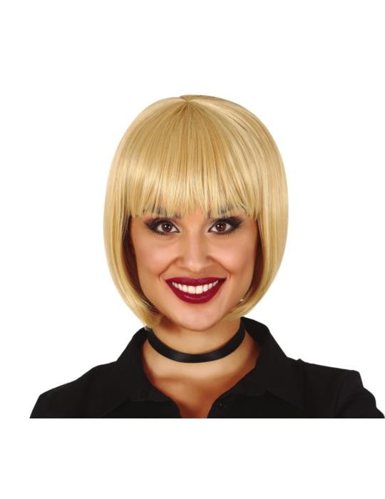 1Peruka Krótka Blond z Grzywką PT091 Ciemna Bob krótkie włosy