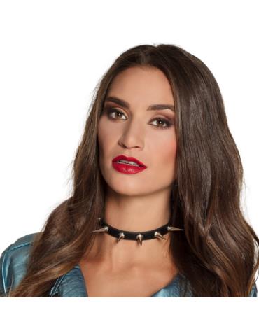 1Naszyjnik Kolczatka Rock Metal 64497 na szyję skórzana z ćwiekami