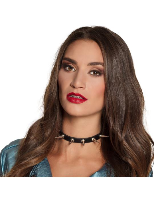 1Naszyjnik Kolczatka Rock Metal 64497 na szyję skórzana z ćwiekami