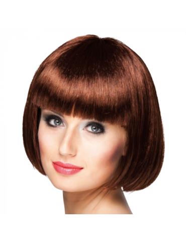 Peruka Krótka Brązowa z Grzywką PT096 Bob krótkie włosy