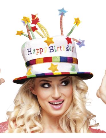 Tęczowy Cylinder "HAPPY BIRTHDAY" 00931 Kapelusz Sto Lat na urodziny