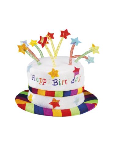 Tęczowy Cylinder "HAPPY BIRTHDAY" 00931 Kapelusz Sto Lat na urodziny
