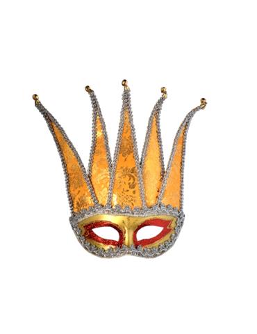 Maska Wenecka Złota 96815ZS ze srebną wstążką na oczy karnawałowa