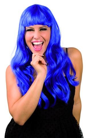 1Peruka Długa Niebieska z Grzywką CP068