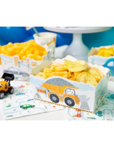 1Pudełko na chipsy Auta 3szt 131442 15x6cm Jeep, garbus, wóz strażacki, radiowóz, wywrotka, koparka