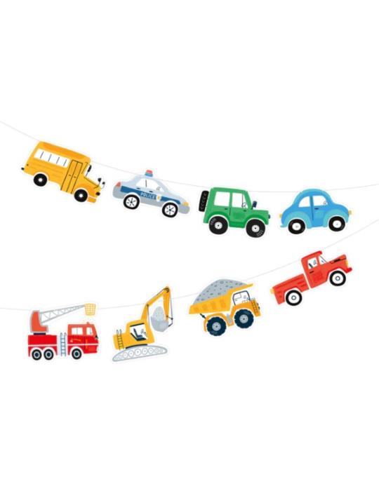 1Girlanda papierowa Auta 250cm 131510 Jeep, garbus, wóz strażacki, radiowóz, wywrotka, koparka