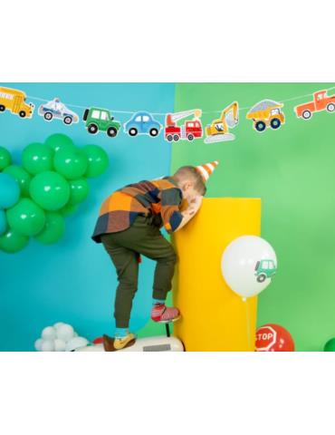 1Girlanda papierowa Auta 250cm 131510 Jeep, garbus, wóz strażacki, radiowóz, wywrotka, koparka