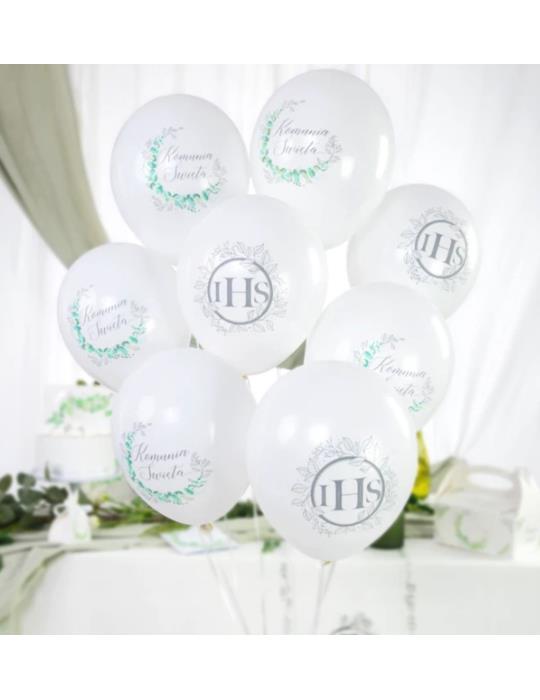 1Balony Komunia Święta Eukaliptus 131886 srebrny 6szt