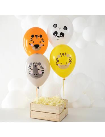 1Balony Zwierzątka ZOO 8szt 127827 Tygrys Żyrafa Panda Zebra 12cali