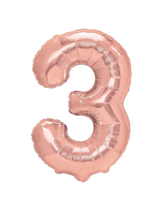 1Balon foliowy Cyfra 3 Różowy 450025 100cm rose gold liczba urodziny przyjęcia okazje