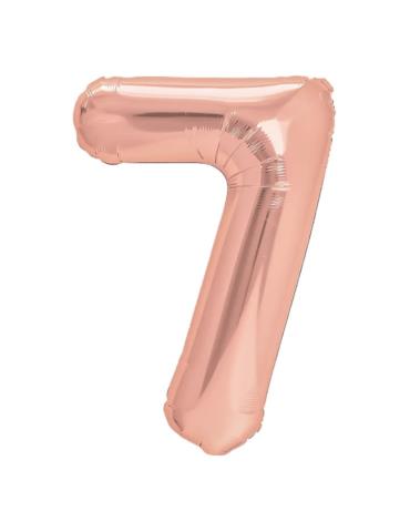 1Balon foliowy Cyfra 7 Różowy 450029 100cm rose gold liczba urodziny przyjęcia okazje