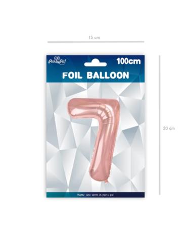 1Balon foliowy Cyfra 7 Różowy 450029 100cm rose gold liczba urodziny przyjęcia okazje