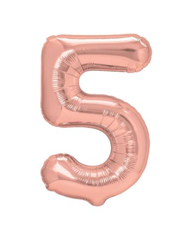 1Balon foliowy Cyfra 5 Różowy 450027 100cm rose gold liczba urodziny przyjęcia okazje