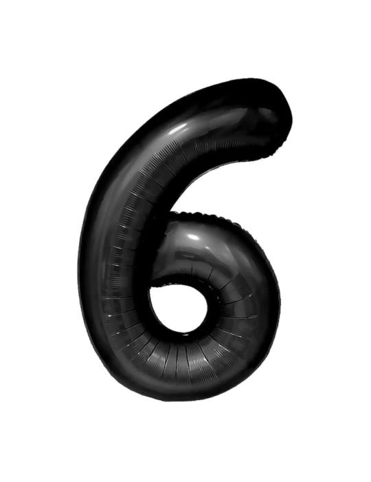 1Balon Foliowy cyfra 6 Czarny 450086 100cm liczba urodziny przyjęcia okazje