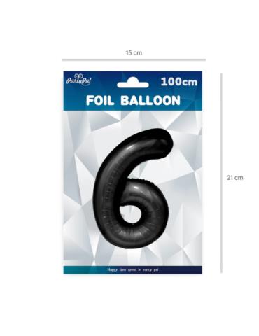 1Balon Foliowy cyfra 6 Czarny 450086 100cm liczba urodziny przyjęcia okazje