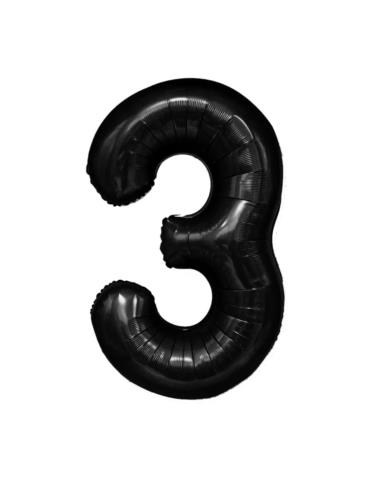 1Balon Foliowy Cyfra 3 Czarny 450083 100cm liczba urodziny przyjęcia okazje