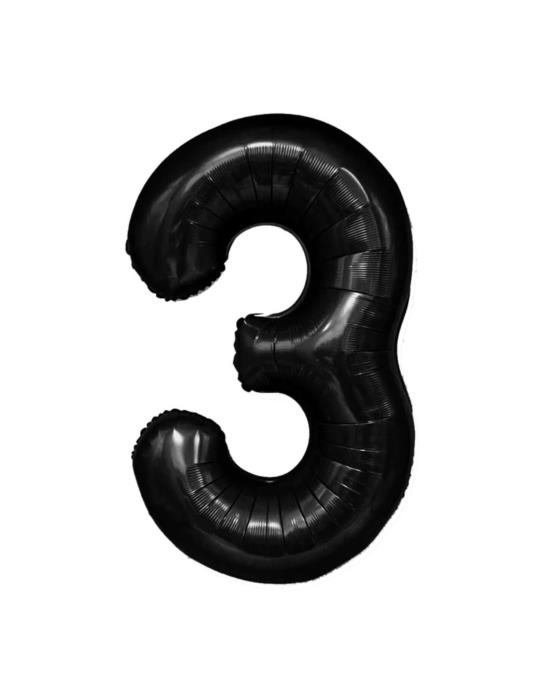 1Balon Foliowy Cyfra 3 Czarny 450083 100cm liczba urodziny przyjęcia okazje