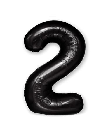 1Balon Foliowy Cyfra 2 Czarny 450082 100cm liczba urodziny przyjęcia okazje