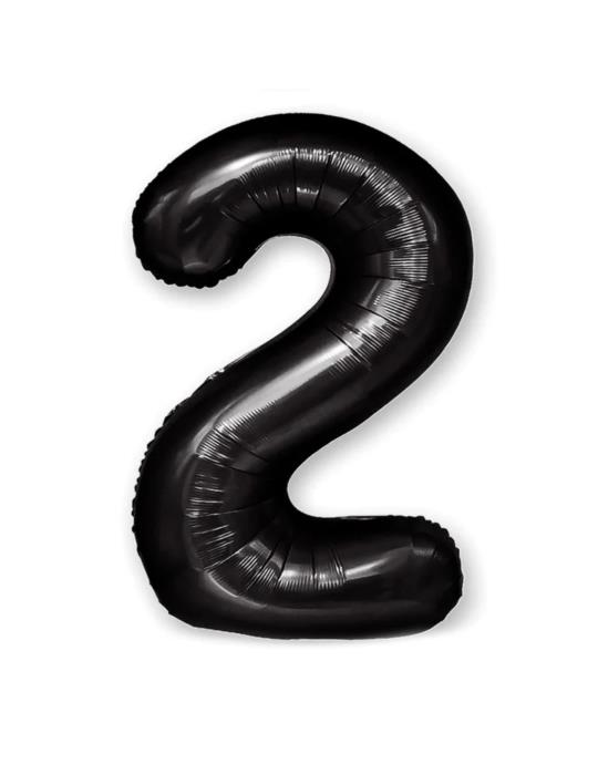 1Balon Foliowy Cyfra 2 Czarny 450082 100cm liczba urodziny przyjęcia okazje