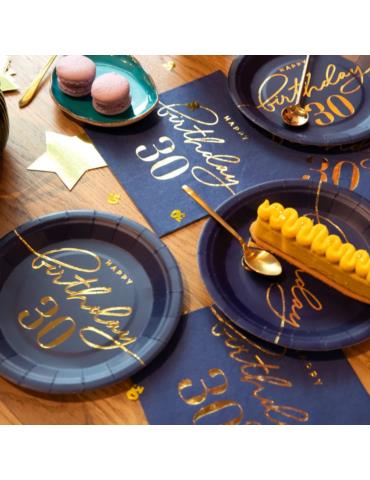 1Talerzyki Happy Birthday 30 130421 granatowe 6 sztuk 18 cm urodzinowe