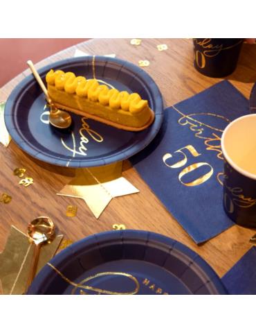 1Serwetki Happy Birthday 50 130490 granatowe 10 sztuk 33x33 urodzinowe papierowe