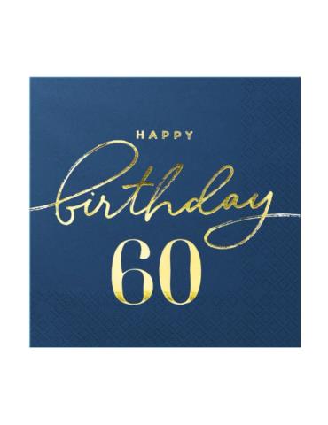 1Serwetki Happy Birthday 60 130506 granatowe 10 sztuk 33x33 papierowe urodzinowe