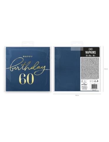 1Serwetki Happy Birthday 60 130506 granatowe 10 sztuk 33x33 papierowe urodzinowe
