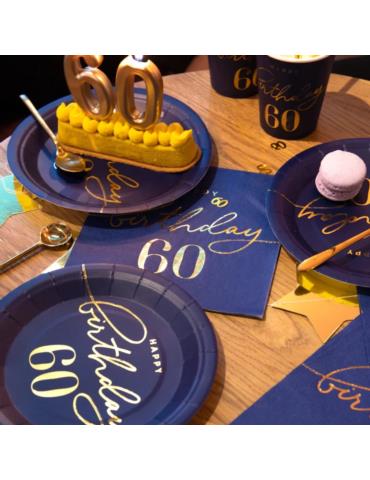 1Serwetki Happy Birthday 60 130506 granatowe 10 sztuk 33x33 papierowe urodzinowe