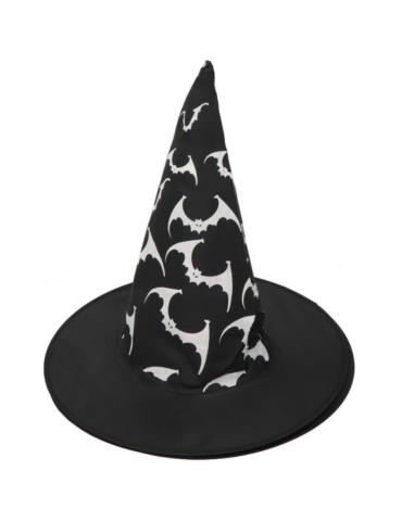 1Kapelusz Czarownicy Nietoperze CC269 Czarny Wiedźma Halloween Andrzejki