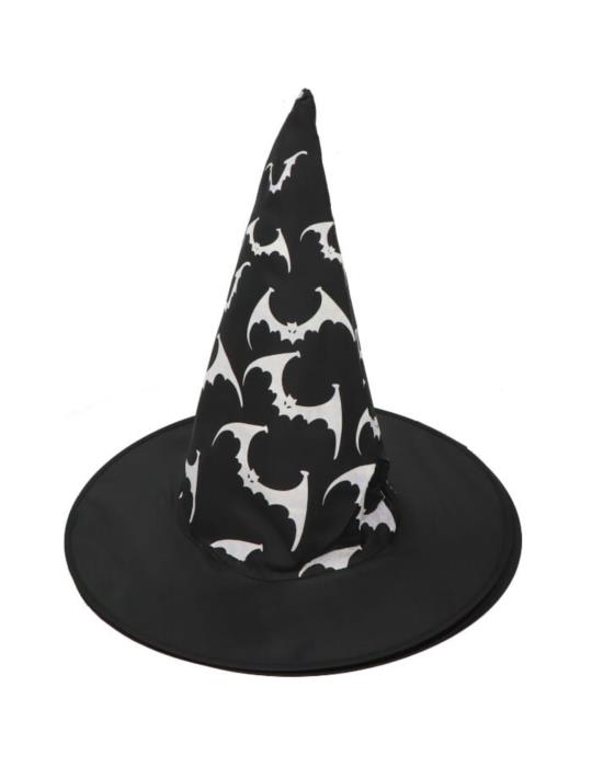 1Kapelusz Czarownicy Nietoperze CC269 Czarny Wiedźma Halloween Andrzejki