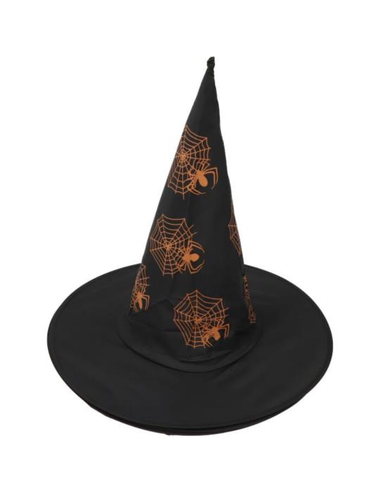 1Kapelusz Czarownicy Czarny Pająki CC270 i Pajęczyny Wiedźma Halloween Andrzejki